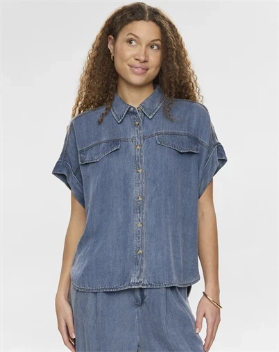 Nümph - NUElida Sleeveless Skjorte - Snow Washed Denim